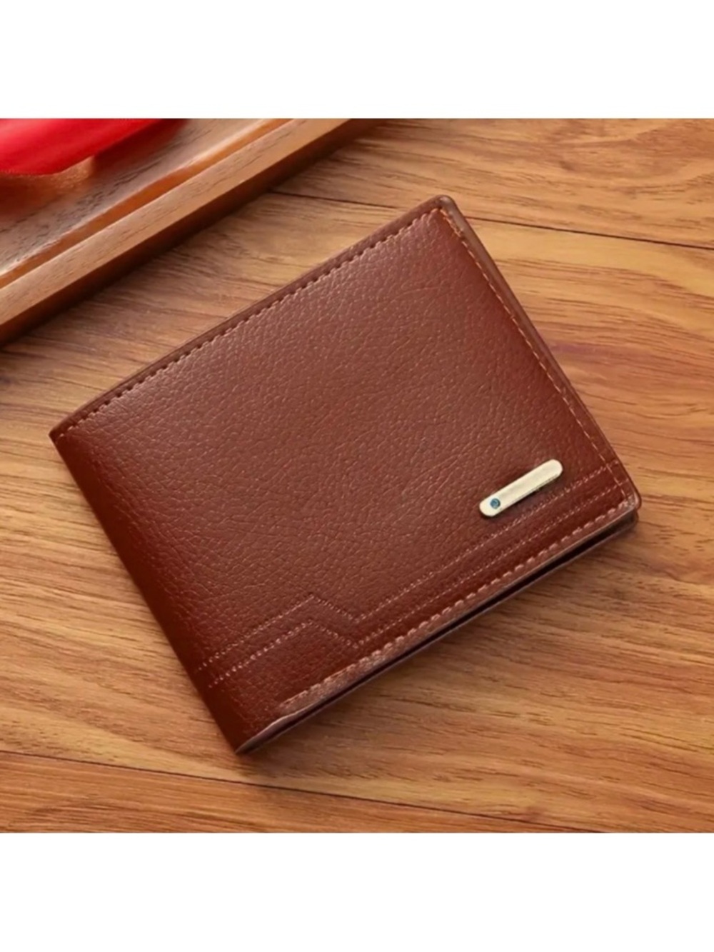 Brown PU Leather Wallet Card Holder Slim Bifold Minimalist Men’s Wallet